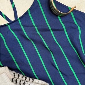 Rowing Blazers Blue and Green Striped Midi Dress